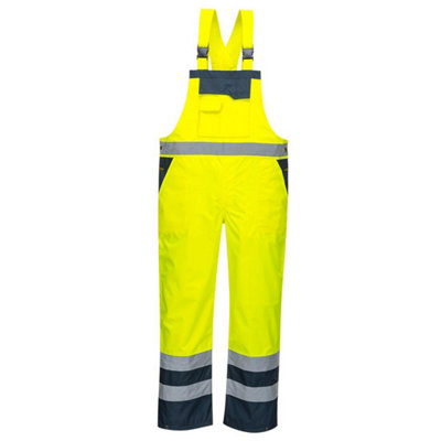 Portwest Mens Rain Contrast Hi-Vis Bib And Brace Overall