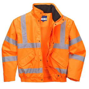 Portwest Mens Rain Hi-Vis Breathable Safety Bomber Jacket