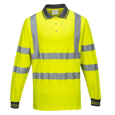 Portwest Mens S271 Hi-Vis Long-Sleeved Polo Shirt