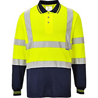 Portwest Mens S279 Contrast Hi-Vis Long-Sleeved Polo Shirt