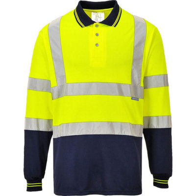 Portwest Mens S279 Contrast Hi-Vis Long-Sleeved Polo Shirt