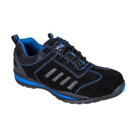 Portwest Mens Steelite Lusum S1P HRO Suede Safety Shoes Black/Blue (11 UK)