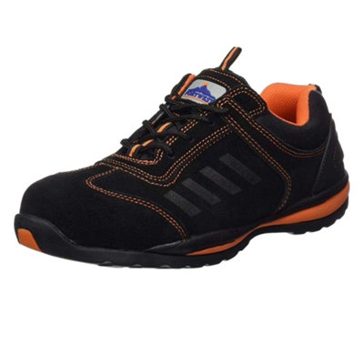 Portwest Mens Steelite Lusum S1P HRO Suede Safety Shoes Black/Orange (6 ...