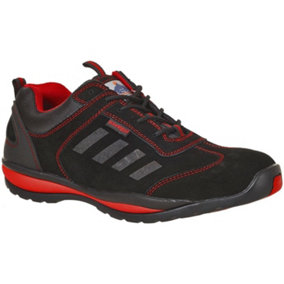 Portwest Mens Steelite Lusum S1P HRO Suede Safety Shoes Black/Red (5 UK)