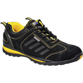 Portwest Mens Steelite Lusum S1P HRO Suede Safety Shoes Black/Yellow (10.5 UK)