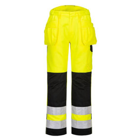 Portwest PW2 Hi-Vis Holster Work Trousers Yellow/Black - 28R
