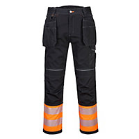Portwest PW3 Hi-Vis Work Trousers Orange/Black & Knee Pads - 28R