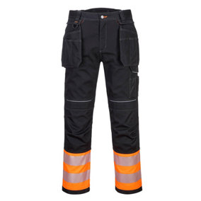Portwest PW3 Hi-Vis Work Trousers Orange/Black & Knee Pads - 28R