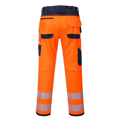 Portwest PW3 Hi-Vis Work Trousers Orange/Navy & Knee Pads -28R