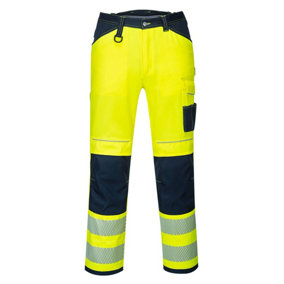 Portwest PW3 Hi-Vis Work Trousers Yellow/Navy & Knee Pads -28R