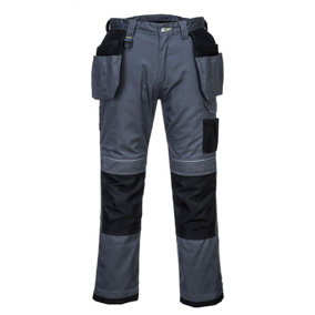 Portwest PW3 Holster Work Trousers Zoom Grey/Black & Knee Pads - 46R