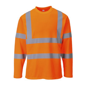 Portwest S278 Hi-Vis Cotton Comfort Long Sleeved T-Shirt L/S - Orange - Medium