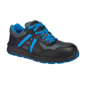Portwest Unisex Adult Mersey Leather Safety Trainers Black/Blue (3 UK)