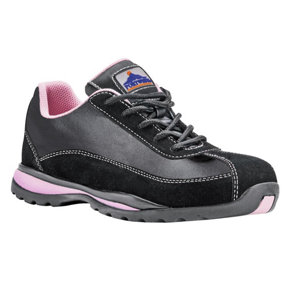 Portwest Womens/Ladies Steelite Leather Safety Trainers Black/Pink (6 UK)