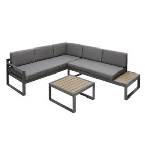 Positano 5 seat outdoor aluminium sofa set with coffee table - left hand