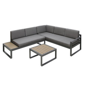 Positano 5 seat outdoor aluminium sofa set with coffee table - right hand