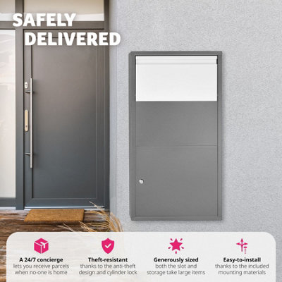 Post Box Fortress - parcel locker with security flap, 44 x 22 x 82 cm ...