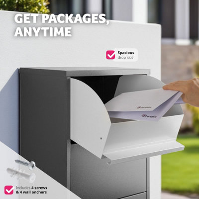 Post Box Fortress - parcel locker with security flap, 44 x 22 x 82 cm ...