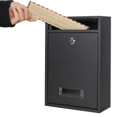 POST BOX LARGE LETTER MAIL BOX STEEL LOCKABLE OUTDOOR WALL MOUNTED WITH ...
