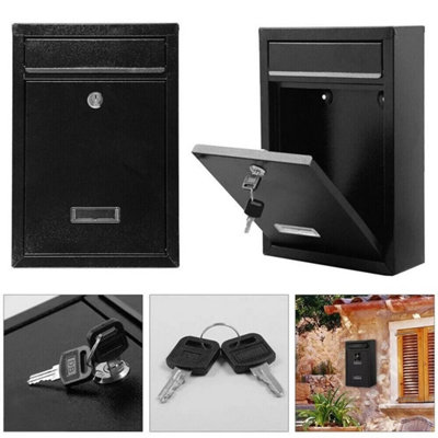 Post Box Large Letter Mail box Steel Lockable Outdoor Wall Mounted With ...