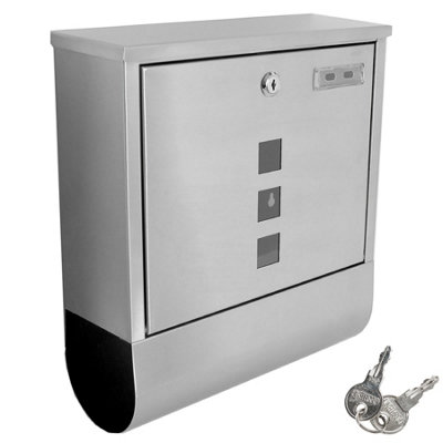 Post Box - lockable with newspaper compartment, 310 x 105 x 340 mm - silver Price Comparisons | Compare The Build
