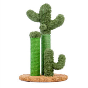 Post Cactus Cat Scratcher Tree Tower Featuring with 3 Scratching Poles and Interactive Dangling Ball, Medium, 23 Inches