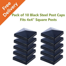 Post cap x10 pack for fence posts pyramid shaped - Galvanized steel black coated covers for 4x4" square posts ( Free Delivery )