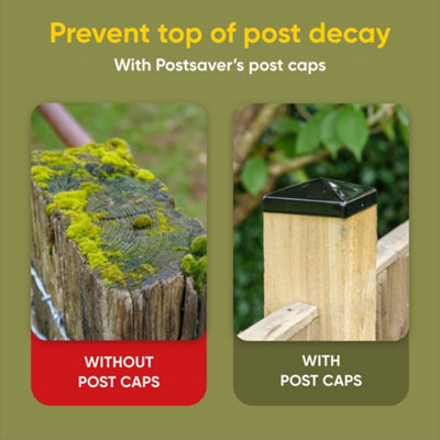 Post covers x10 pack for fence posts pyramid shaped - Galvanized steel black coated covers for 3x3" square posts ( Free Delivery ) - 4