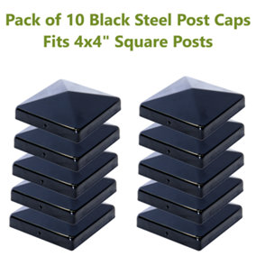 Post covers x10 pack for fence posts pyramid shaped - Galvanized steel black coated covers for 4x4" square posts ( Free Delivery )