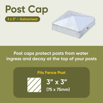 Post covers x10 Pack for fence posts pyramid shaped - Galvanized steel powder coated for 3x3" Square Posts ( Free Delivery )