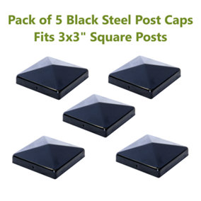 Post covers x5 pack for fence posts pyramid shaped - Galvanized steel black coated covers for 3x3" square posts ( Free Delivery )