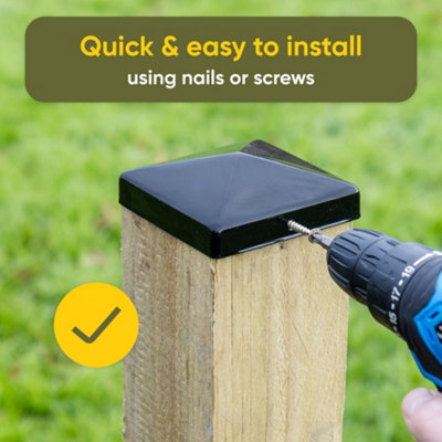 Post covers x5 pack for fence posts pyramid shaped - Galvanized steel black coated covers for 3x3" square posts ( Free Delivery ) - 6