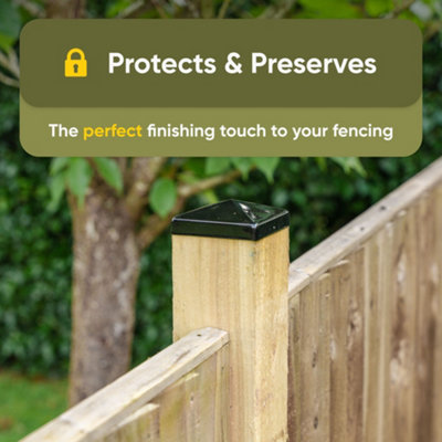 Post covers x5 pack for fence posts pyramid shaped - Galvanized steel black coated covers for 4x4" square posts ( Free Delivery ) - 3