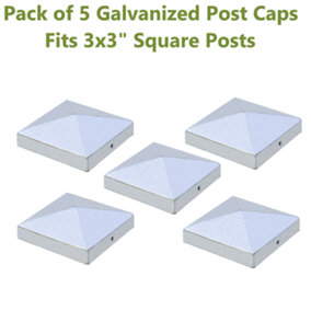 Post covers x5 pack for fence posts pyramid shaped - Galvanized steel powder coated for 3x3" square posts ( Free Delivery )