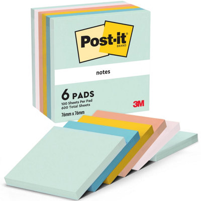 Post-it Notes Beach Color Collection, Pack of 6 Pads, 100 Sheets per ...