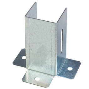 Post Support Size: 101mm - 4" Foot Galvanised Bracket ( Pack of: 1 ) Open Shoe Heavy Duty for Fence Fixing