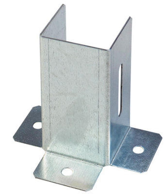Post Support Size: 91mm - 3.6" Foot Galvanised Bracket ( Pack of: 1 ) Open Shoe Heavy Duty for Fence Fixing