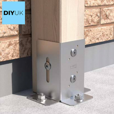 Post Support Size: 91mm - 3.6" Foot Galvanised Bracket ( Pack of: 4 ) Open Shoe Heavy Duty for Fence Fixing - 3