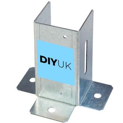 Post Support Size: 91mm - 3.6" Foot Galvanised Bracket ( Pack of: 4 ) Open Shoe Heavy Duty for Fence Fixing - 7