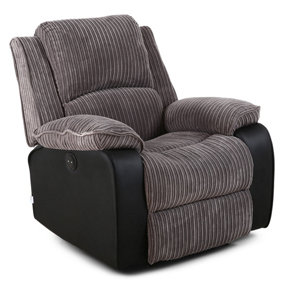 Postana Jumbo Cord Fabric Living Room Electric Recliner Chair (Grey)