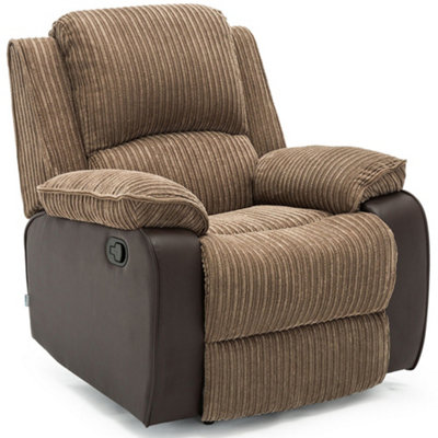 Postana Jumbo Cord Fabric Recliner Armchair Lounge Home Reclining Chair (Brown)