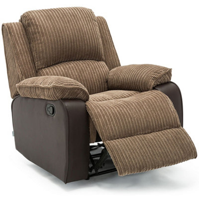 Postana Jumbo Cord Fabric Recliner Armchair Lounge Home Reclining Chair (Brown)