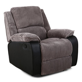 Postana Jumbo Cord Fabric Recliner Armchair Lounge Home Reclining Chair (Grey)