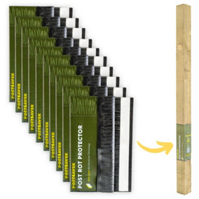 Postsaver Pro-Wrap - 10 Pack - Fence Post Rot Protectors - Fits 75x75 - 100x100mm Square Posts (FREE DELIVERY)