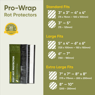 Postsaver Pro-Wrap - 2 Pack - Gate Post Rot Protectors - Fits 125x125 - 150x150mm Square Posts (FREE DELIVERY)