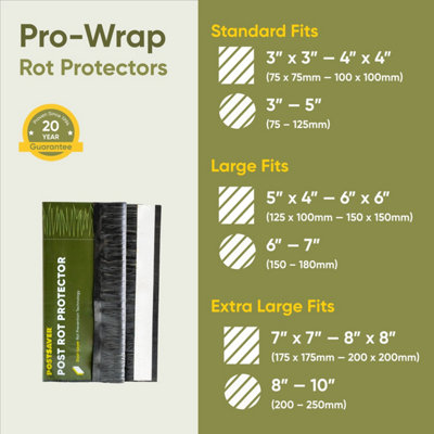 Postsaver Pro-Wrap - 2 Pack - Gate Post Rot Protectors - Fits 175x175 - 200x200mm Square Posts (FREE DELIVERY)