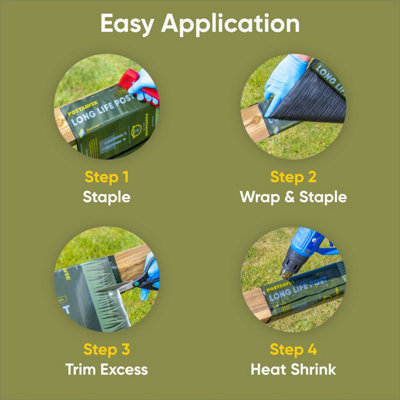 Postsaver Pro-Wrap & Tack - 5 Metre Roll - Fence Post Rot Protector Shield - Fits All Post Sizes (FREE DELIVERY) - 7