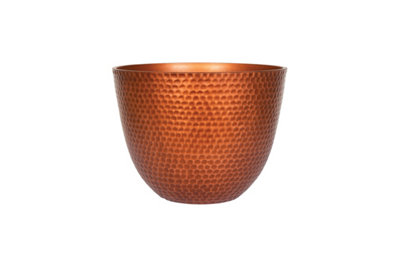 Pot Planter Indoor or Outdoor Lightweight Recycled Plastic Garden 31cm Small Elements - L31 x W31 x H28 cm - Copper