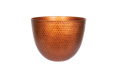 Pot Planter Indoor or Outdoor Lightweight Recycled Plastic Garden Large Elements Plant Pot - L38 x W38 x H34 cm - Copper