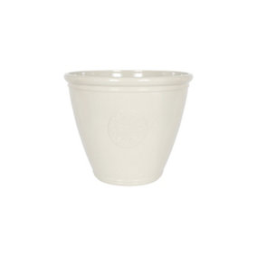 Pot Planter Indoor or Outdoor Lightweight Recycled Plastic Garden Small Eden Emblem Plant Pot -  L40 x W40 x H30 cm - White